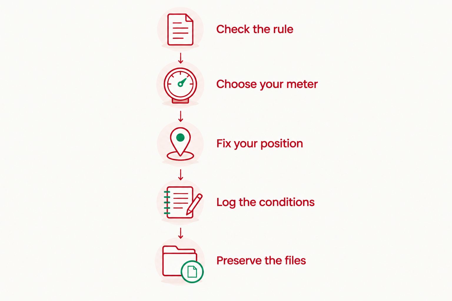 Five steps for documenting neighborhood noise, from checking the rule to preserving measurement files.