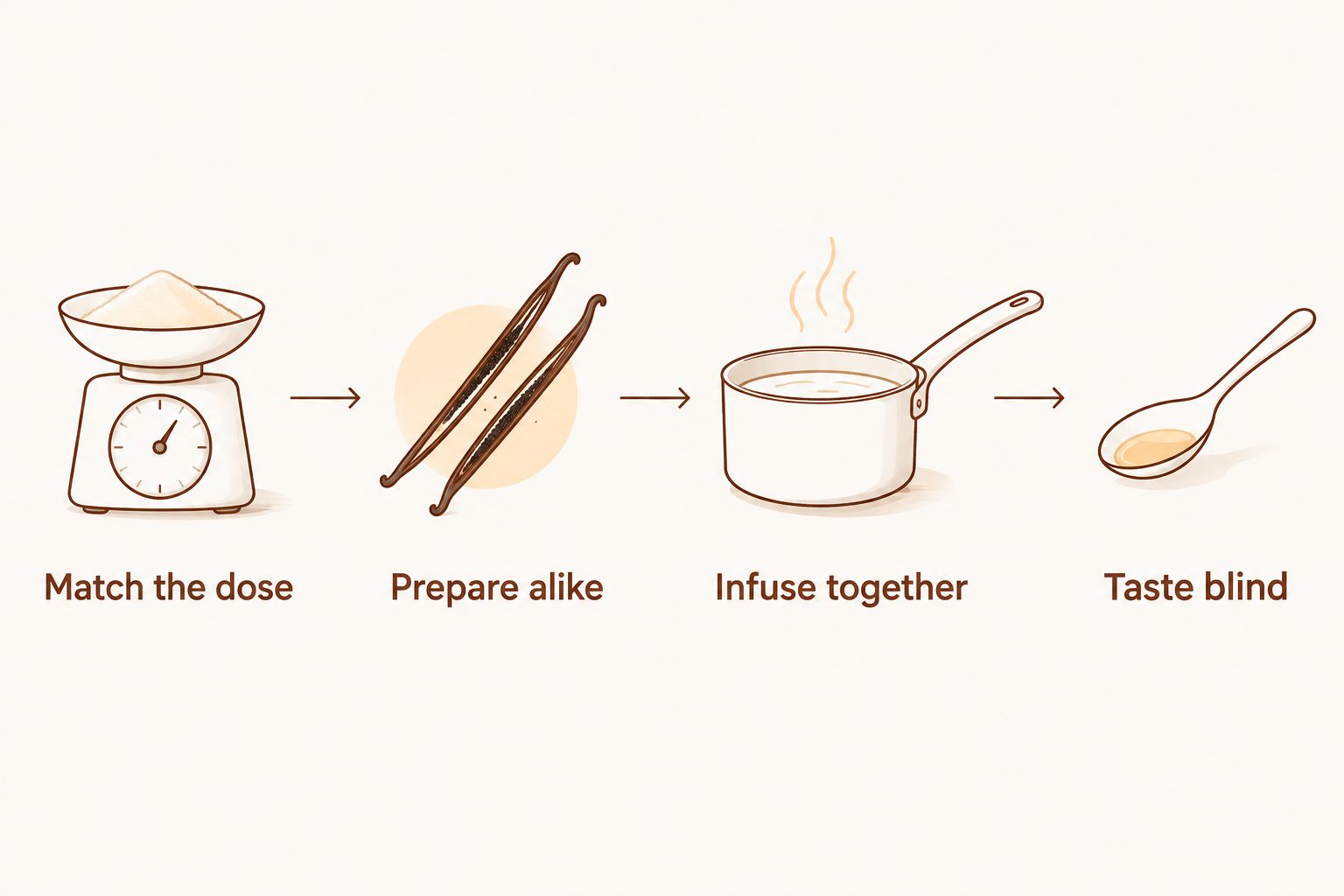 A fair vanilla comparison: match the dose, prepare alike, infuse together, and taste blind.