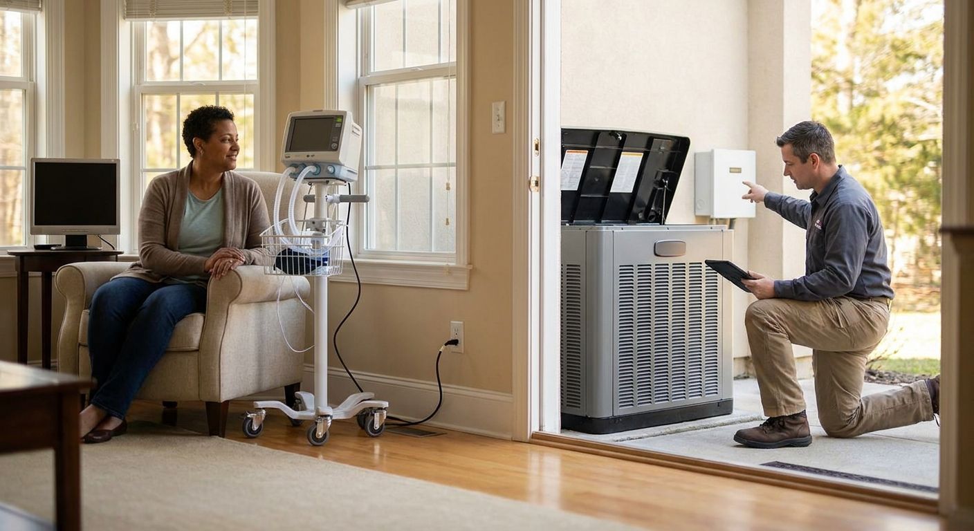 Whole house generator installation for home medical equipment users