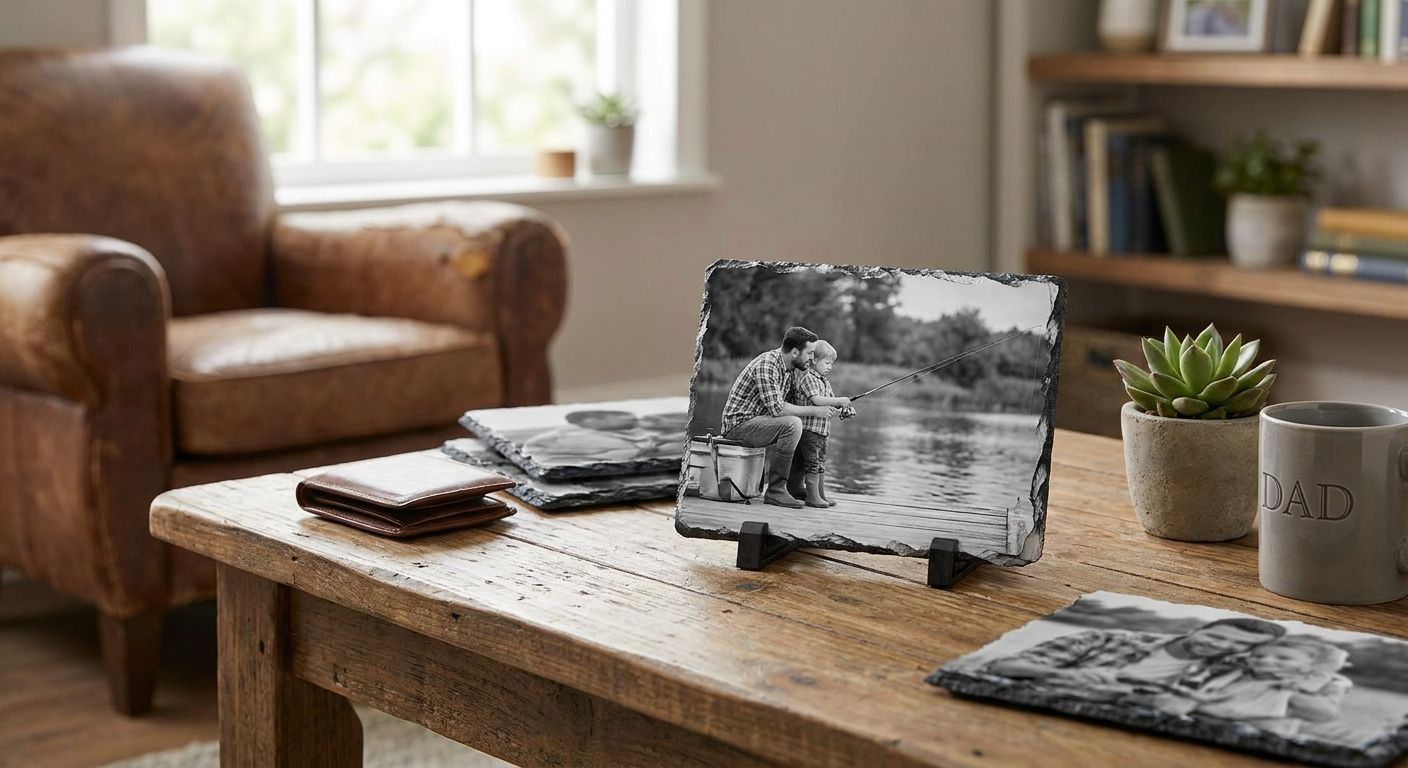 Slate photo keepsakes for Father's Day