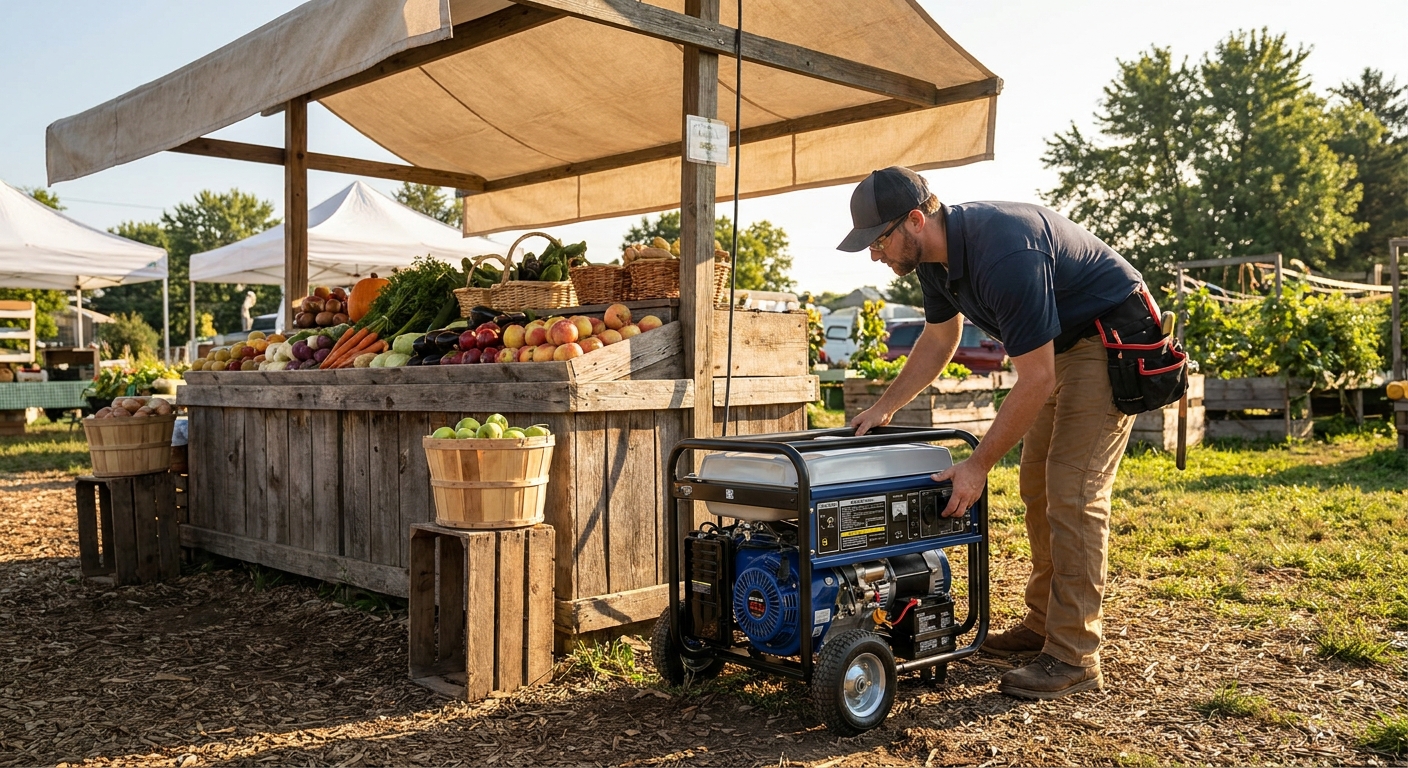 Generator installation for produce stands and farm markets
