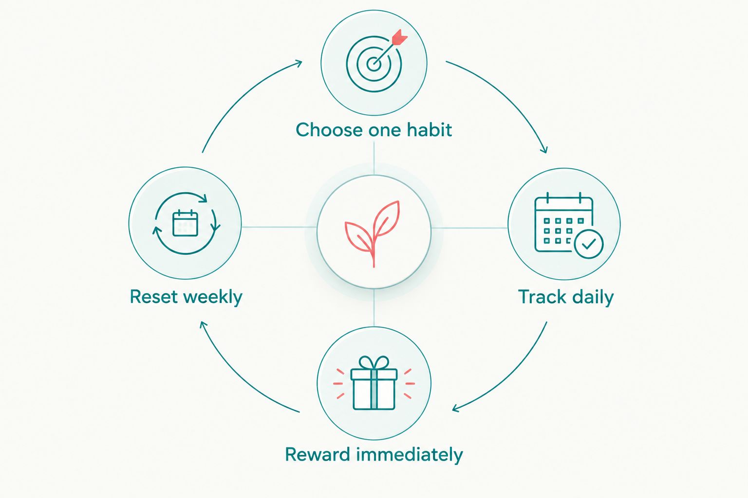 Four-step cycle for running a toddler reward chart