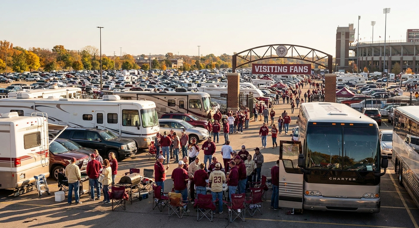 Parking for out-of-town IU football road trip groups