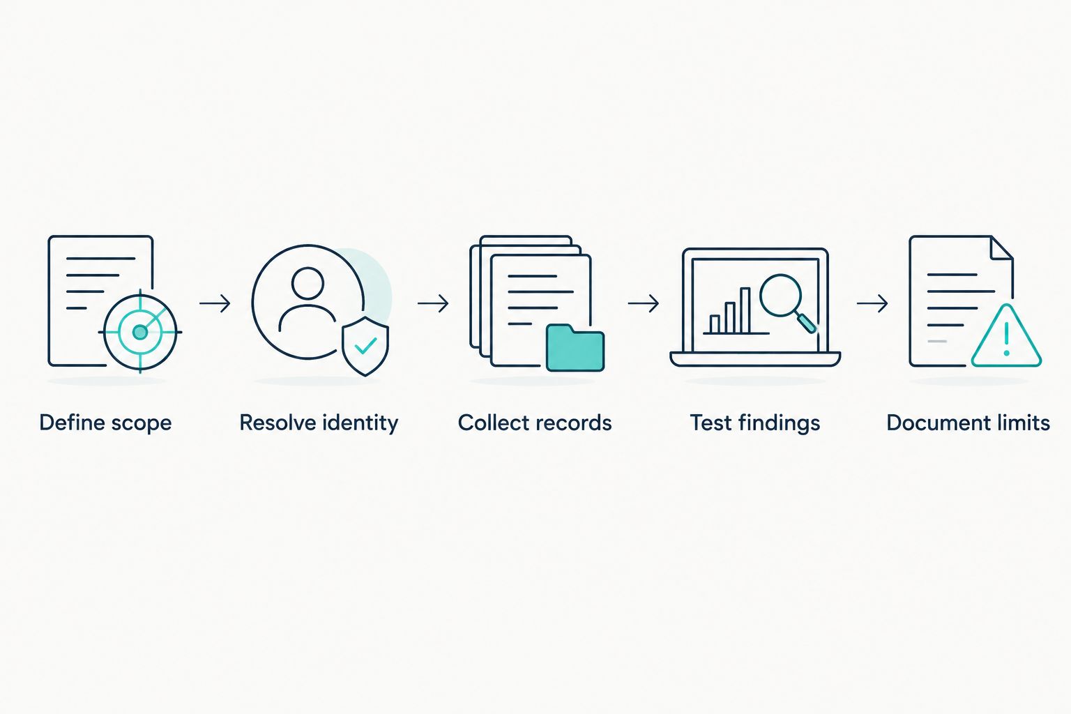 Five stages of due diligence from defining scope to documenting limits