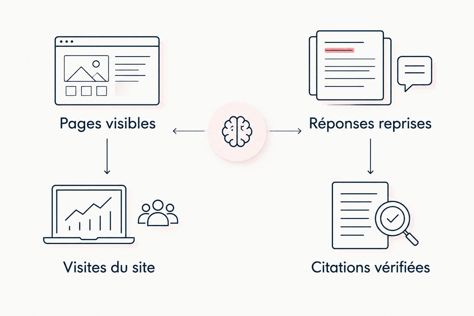 Comparaison entre la visibilité des pages et les citations dans les réponses générées