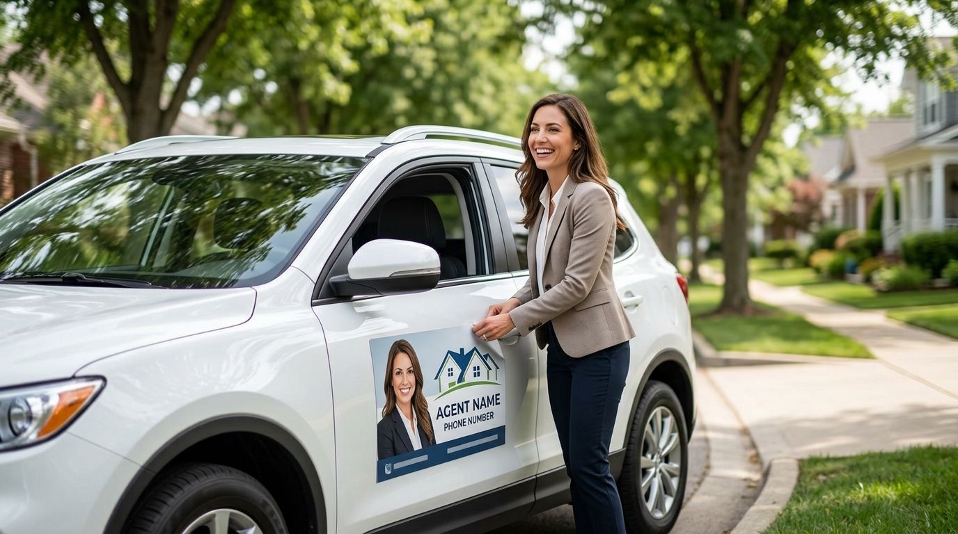 Vehicle magnets for real estate agents
