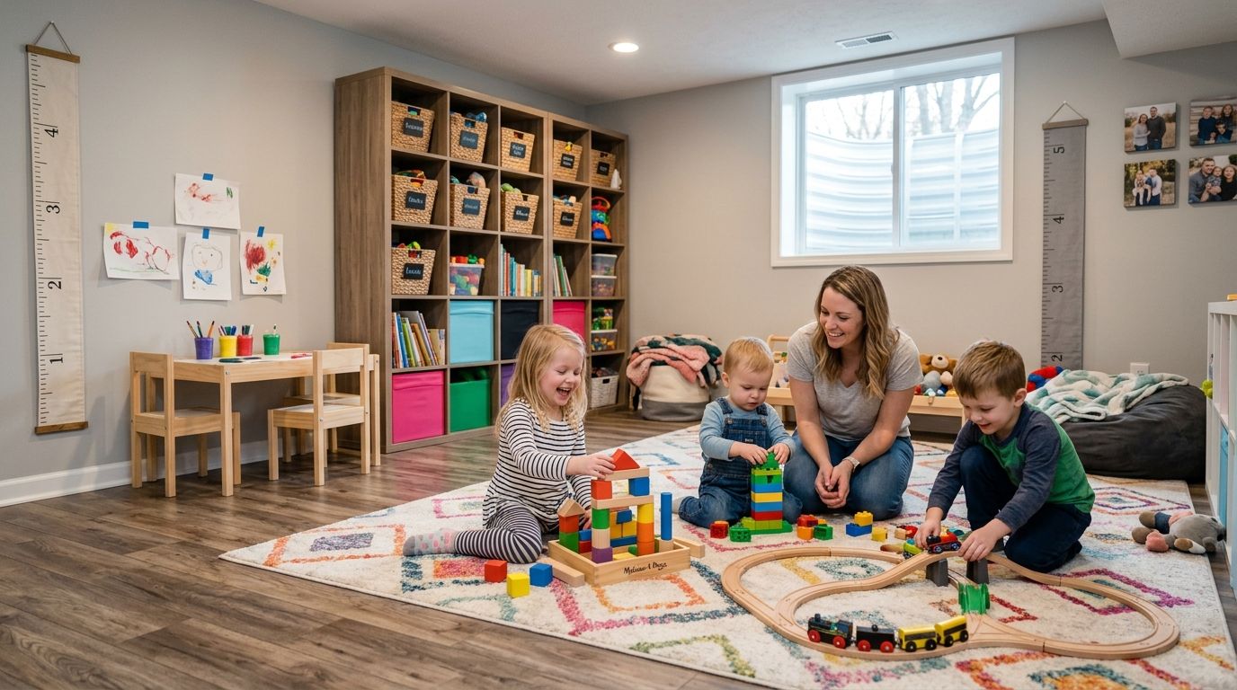 Basement playrooms for Central Iowa families with young kids