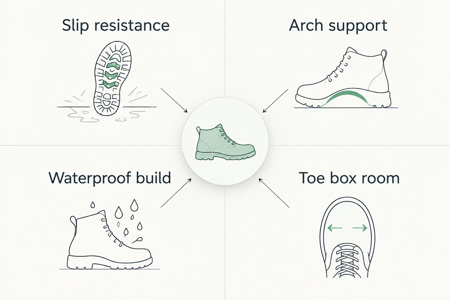 Matrix showing the four core traits of a good zookeeper shoe