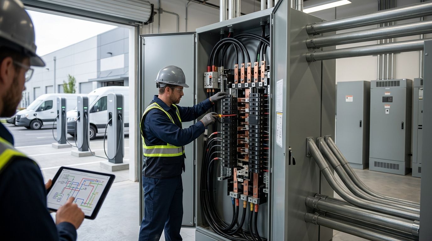 Electrical panel upgrades for commercial EV fleet charging