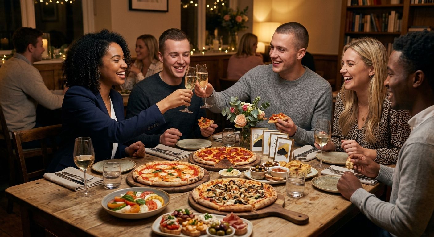 Pizza and small plates for a scholarship or academic achievement celebration
