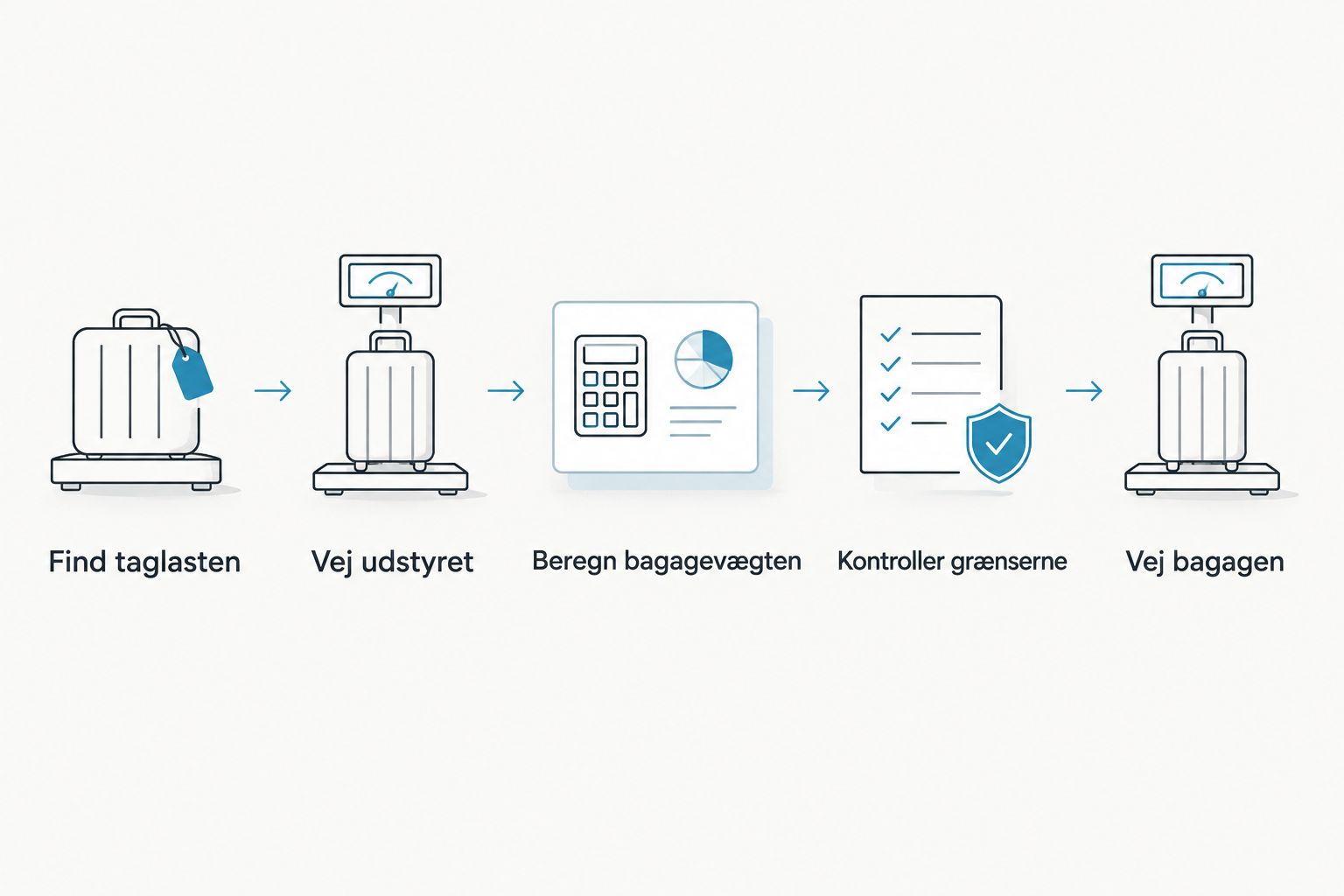 Fem trin fra bilens taglast til kontrol af den færdige bagagevægt