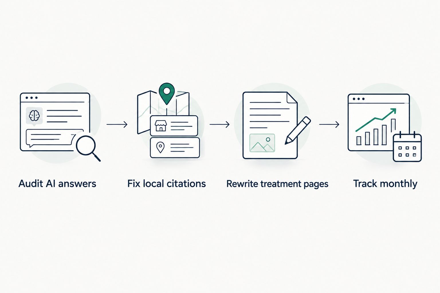 Four-step flow for answer engine optimization for med spas