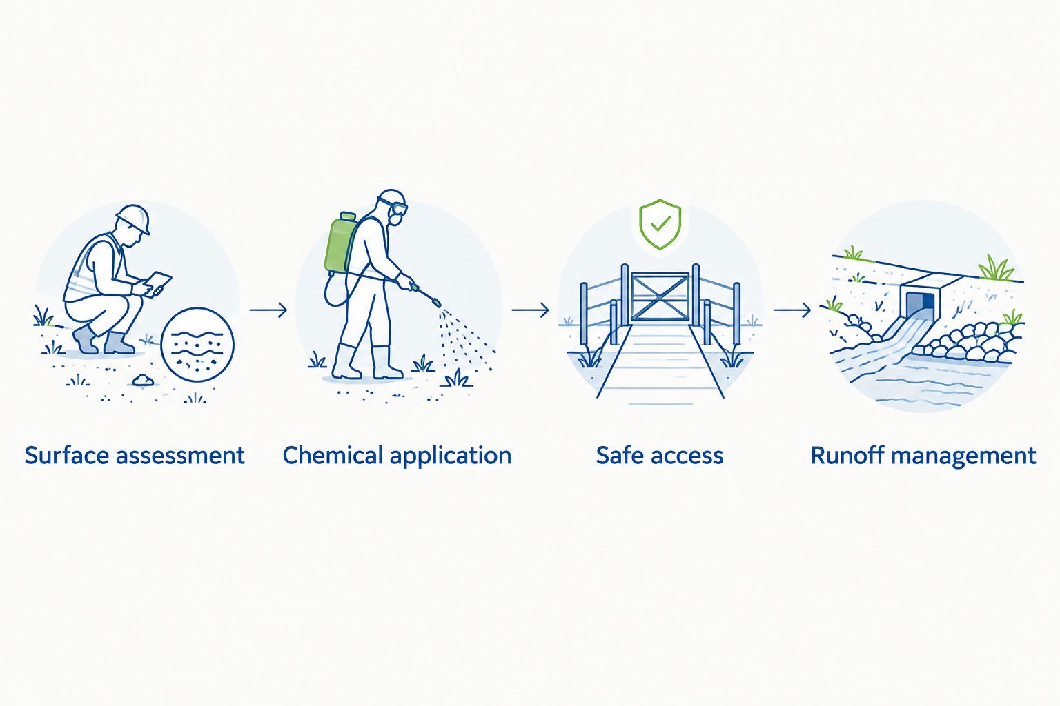 Four proposal checks covering surfaces, treatment, access, and runoff