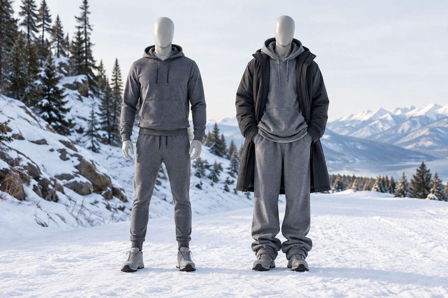 Comfortable layering room compared with excess fabric bunching beneath a winter coat