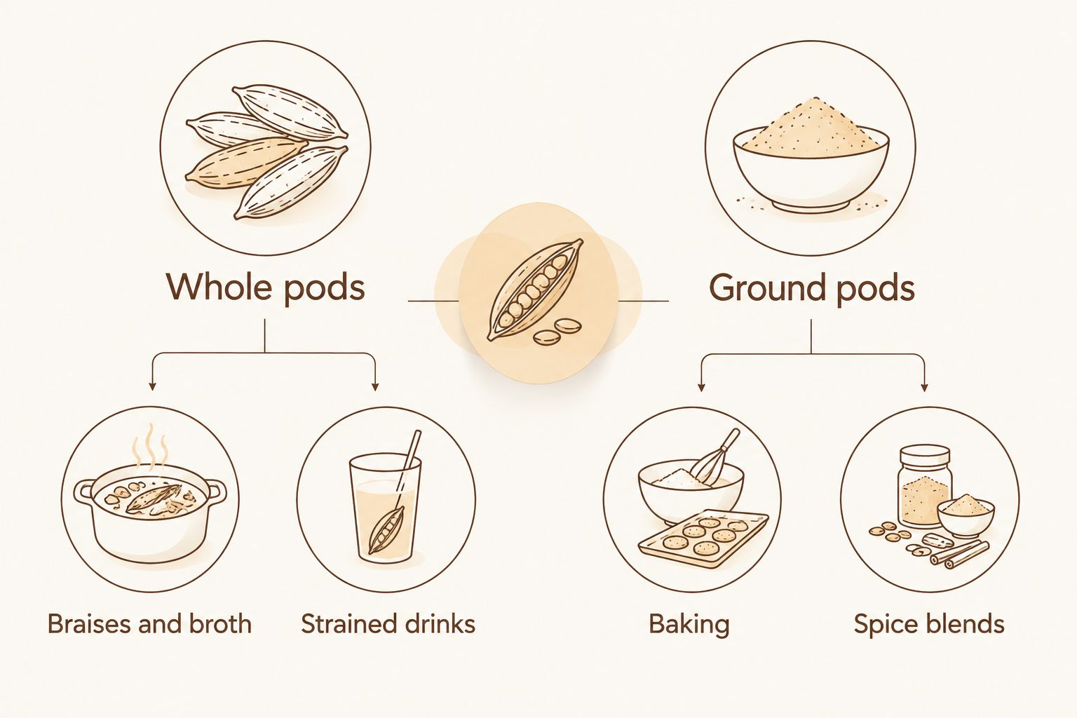 Whole star anise for braises and strained drinks compared with ground star anise for baking and spice blends