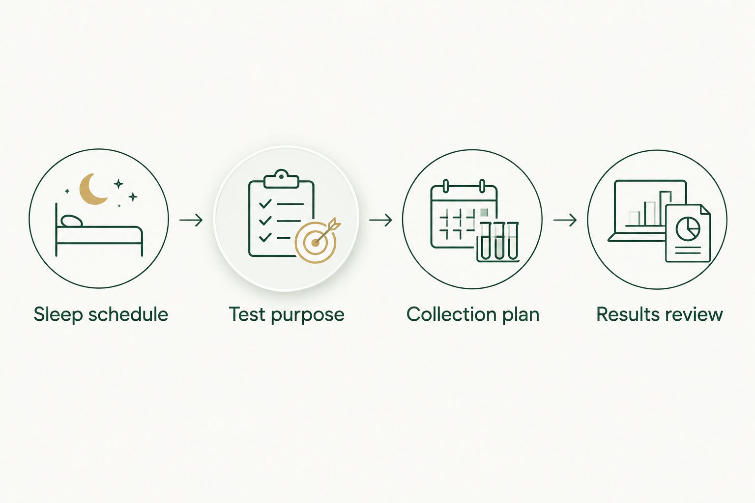Four steps connecting sleep schedule and test purpose to a collection plan and results review