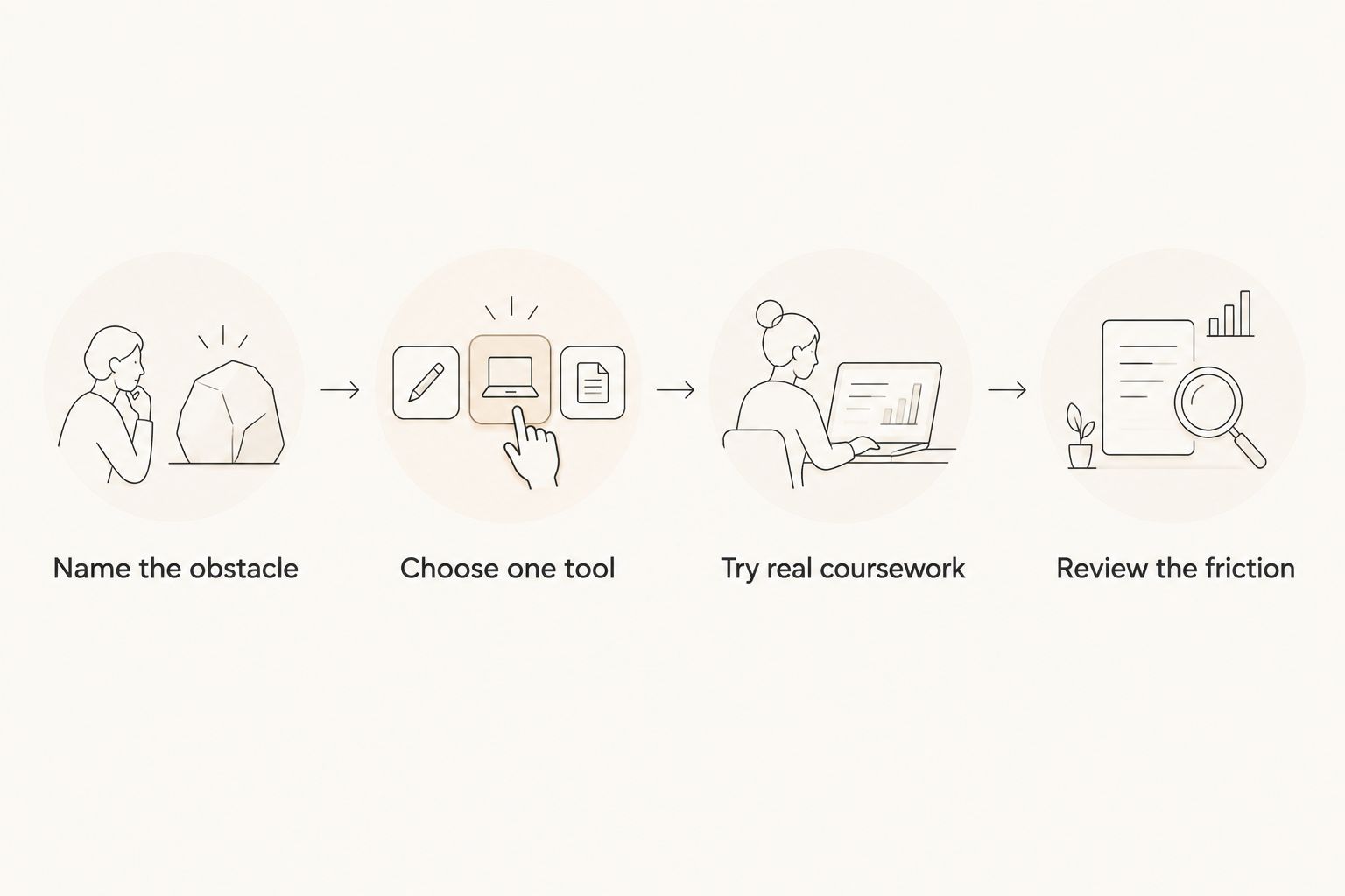Four steps for choosing an app by your study obstacle and checking it against real coursework.