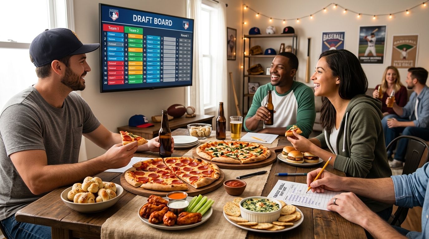 Pizza and small plates for a fantasy baseball draft party