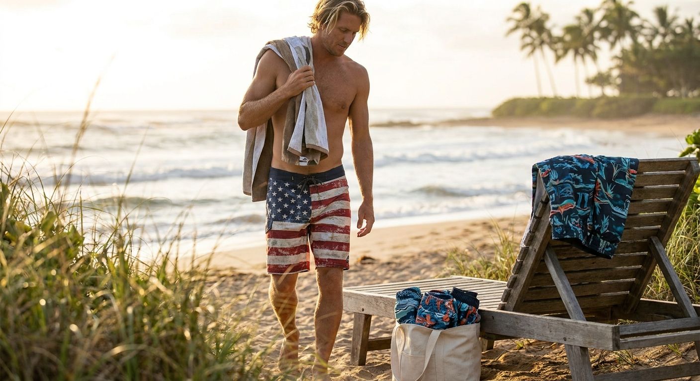 Best flag print swim trunks for summer
