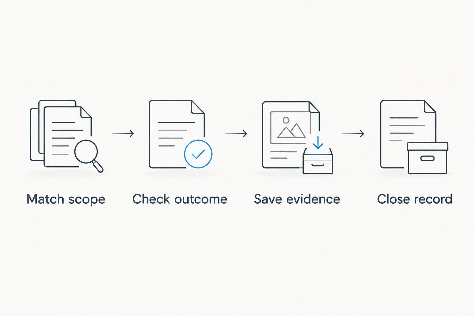 Four repair closure steps from matching the scope to closing the maintenance record