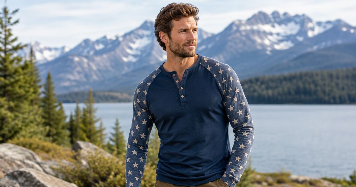 Best patriotic long sleeve henleys for a rugged everyday look