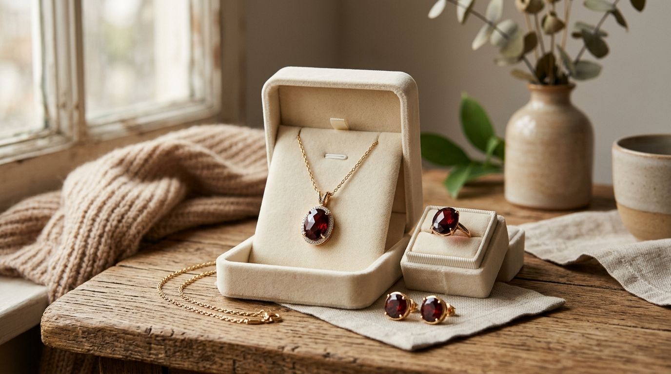 Garnet jewelry for January birthday gift buyers