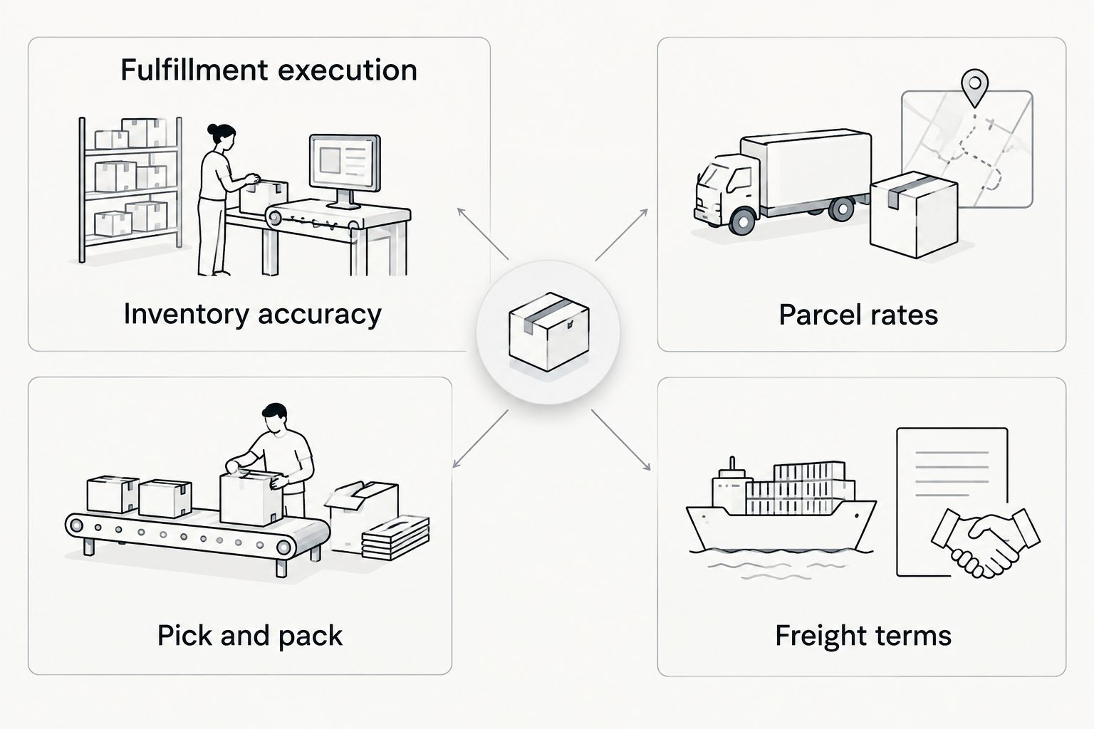 Fulfillment execution and transportation contracts shown as separate decisions
