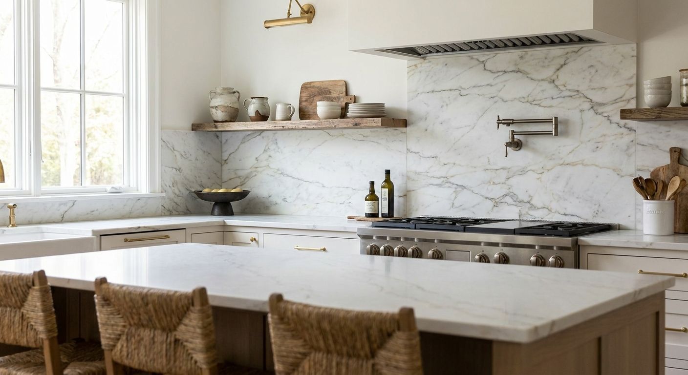 Marble backsplashes for kitchen remodels