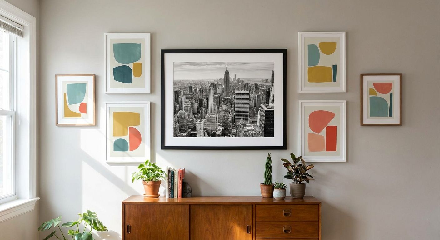 How to mix black and white photography with color wall art