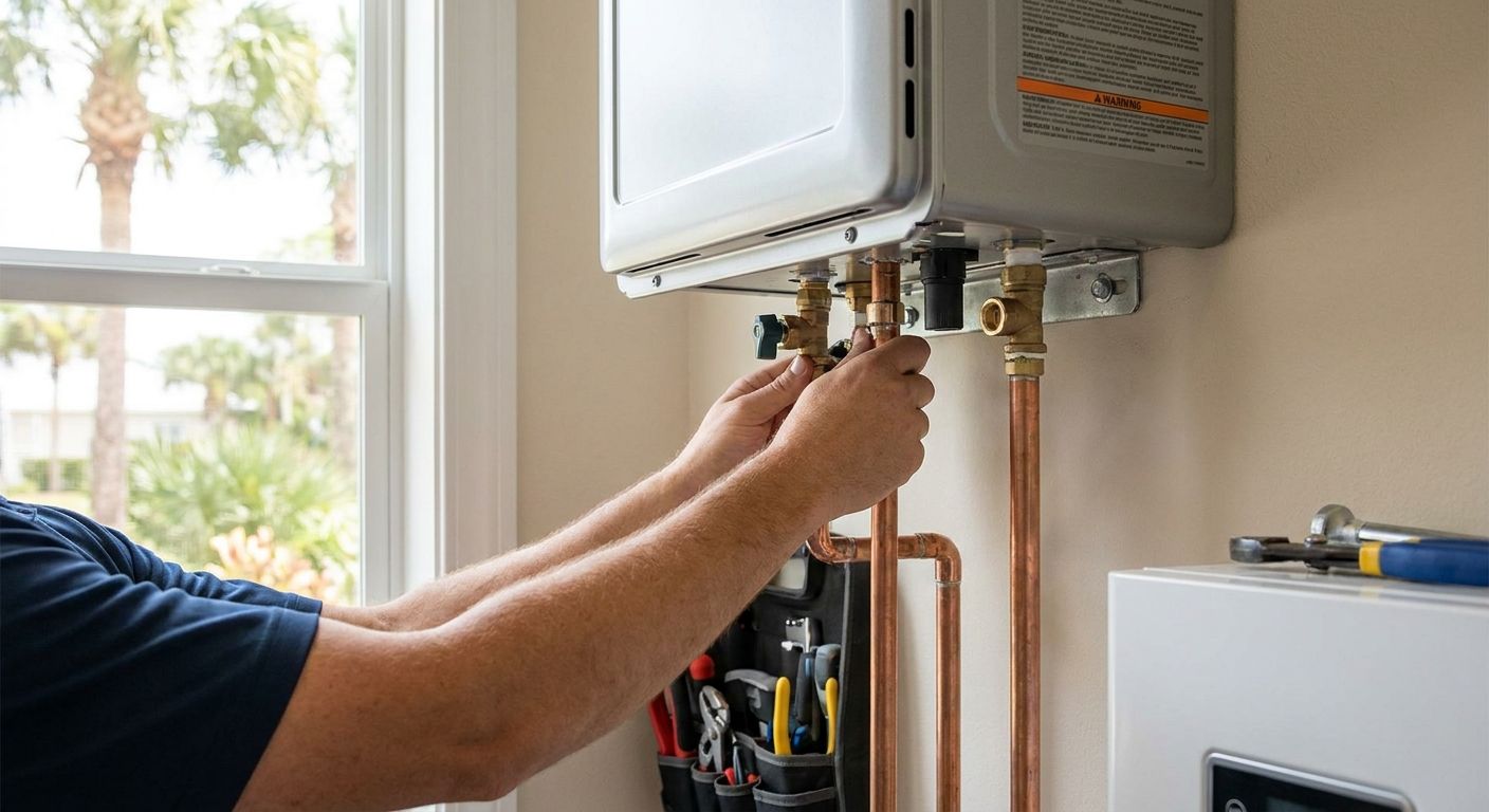 Tankless water heater installation for Treasure Coast homes