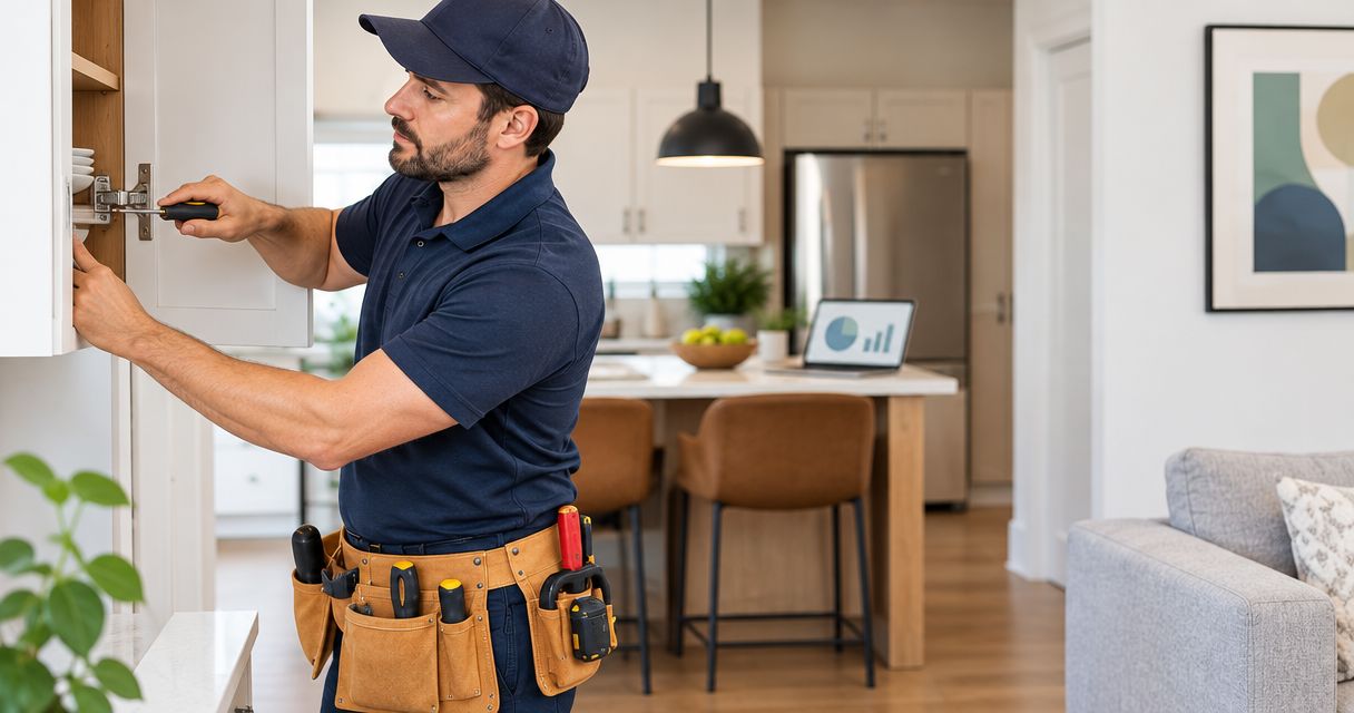 Home repair services for loose cabinet hinges and hardware