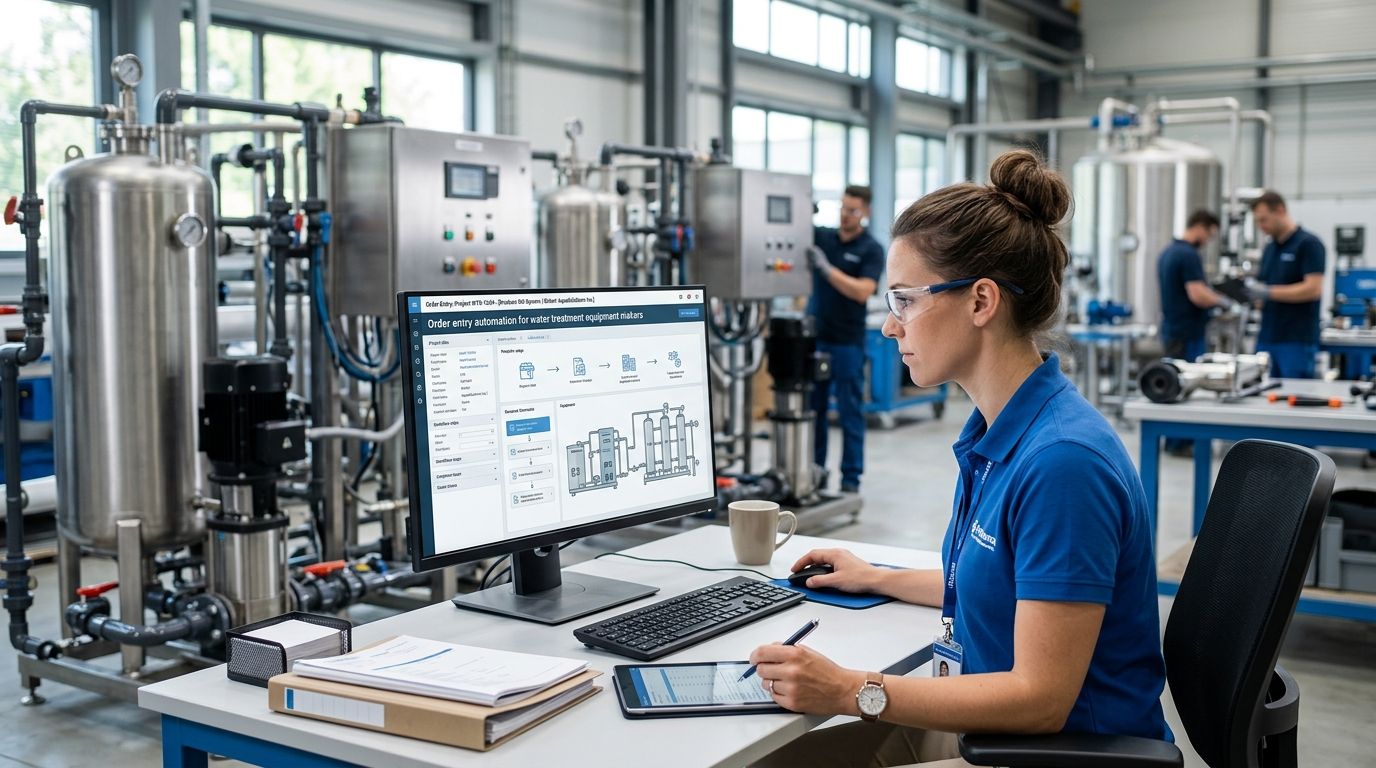 Order entry automation for water treatment equipment makers