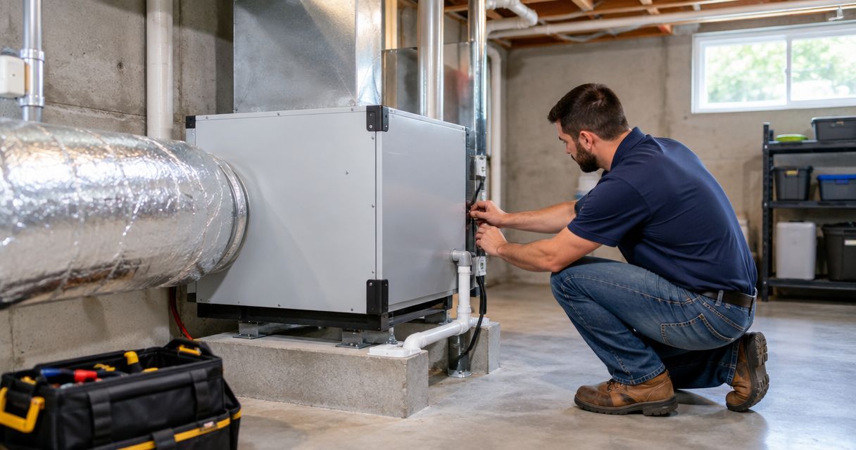 Whole house dehumidifier installation for NJ basements