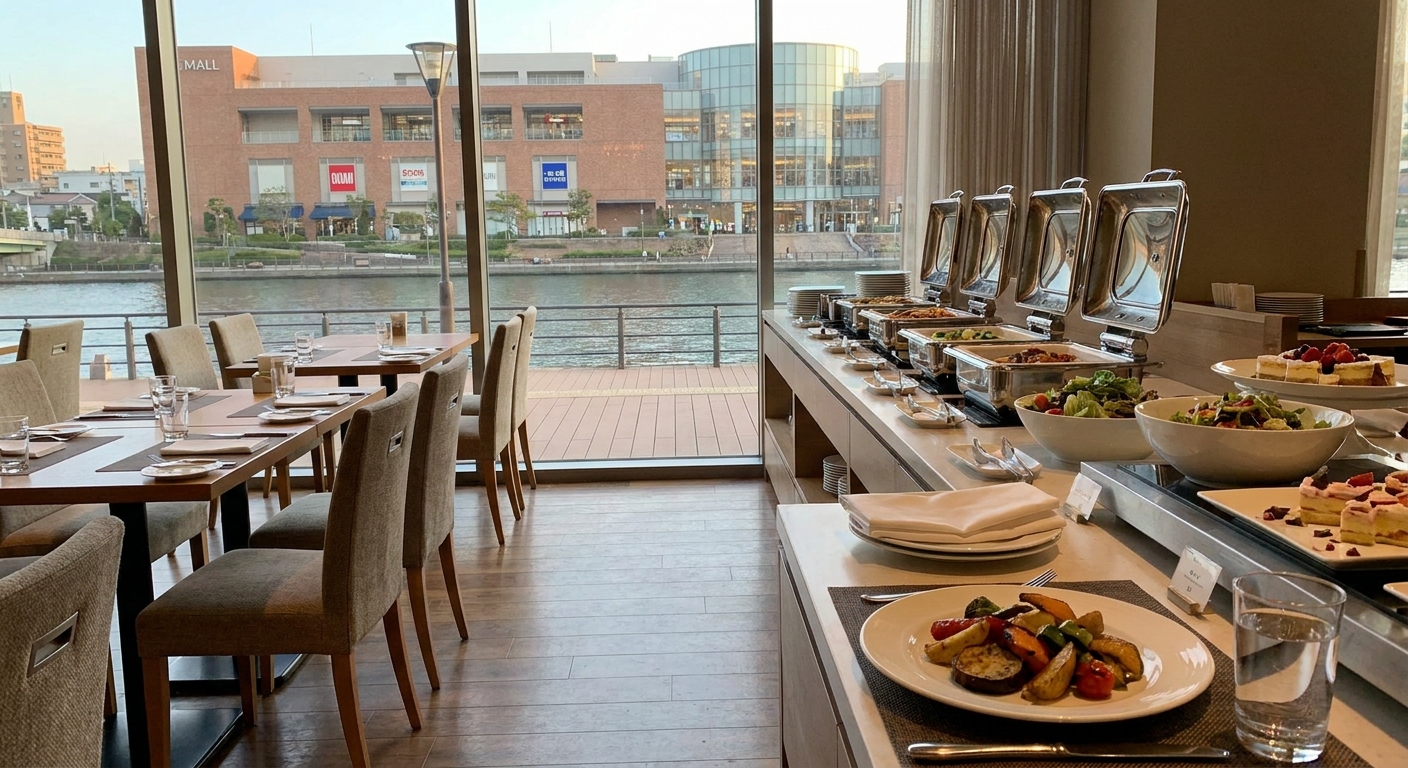 Buffet near riverside mall quiet