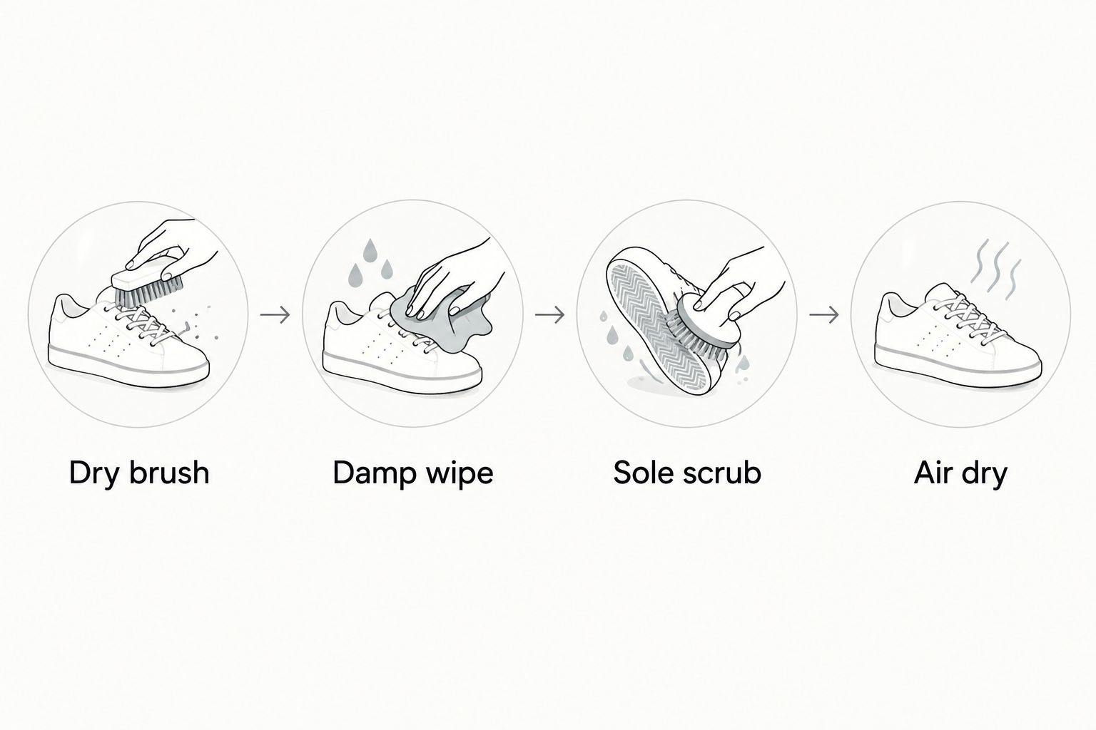 Four-step hand-cleaning process for chunky trainers