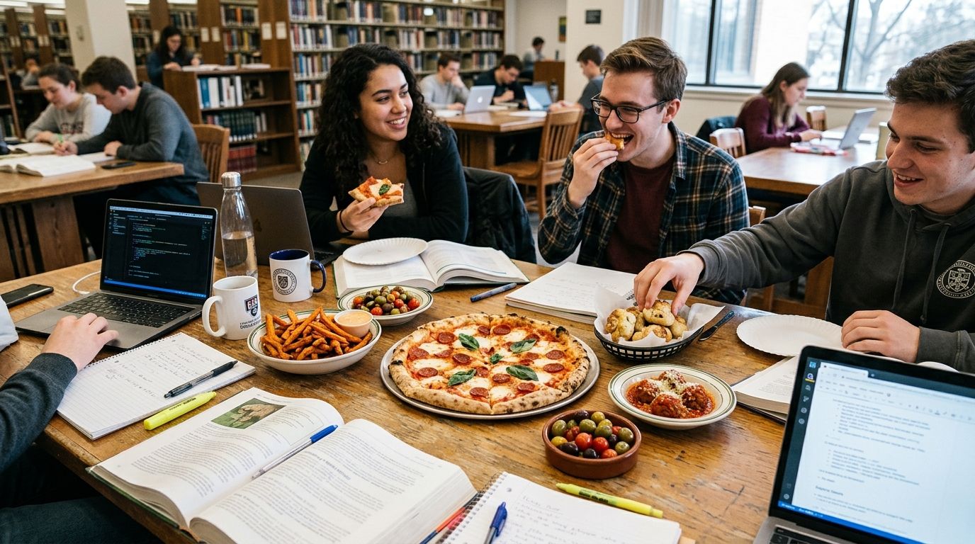 Pizza and small plates for a finals week study break