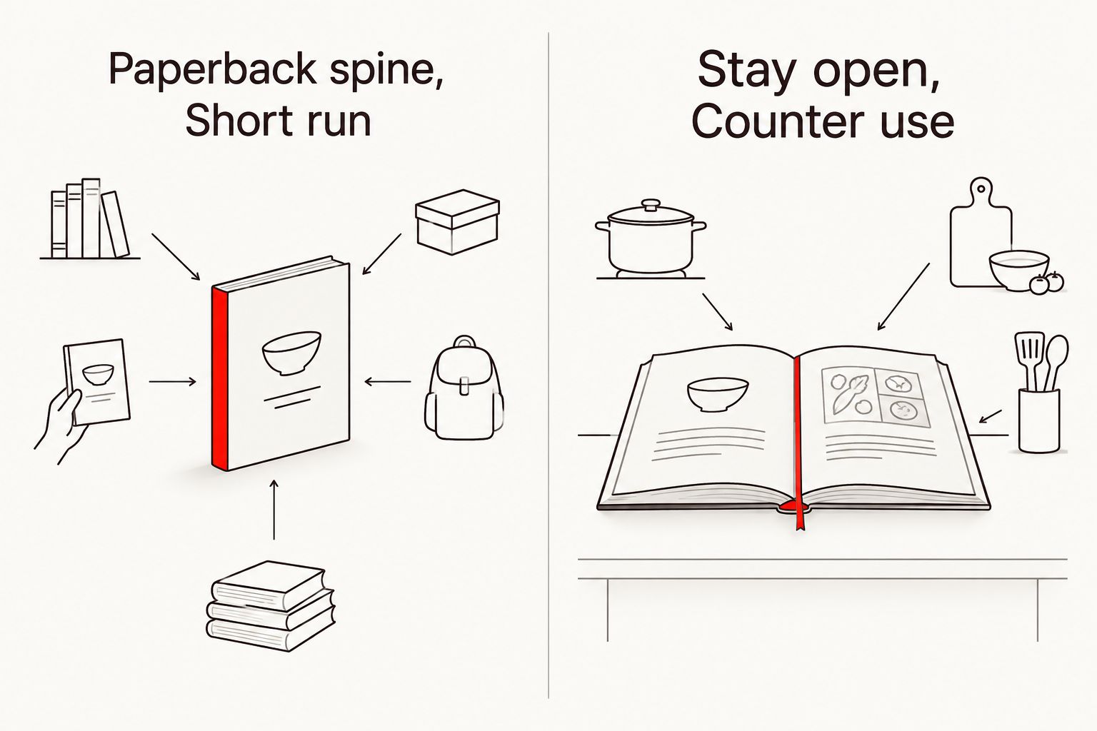 Comparison of paperback spine and short-run priorities with stay-open counter use