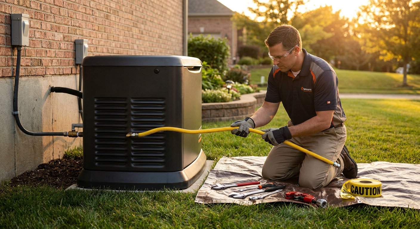 Natural gas line installation for home generators