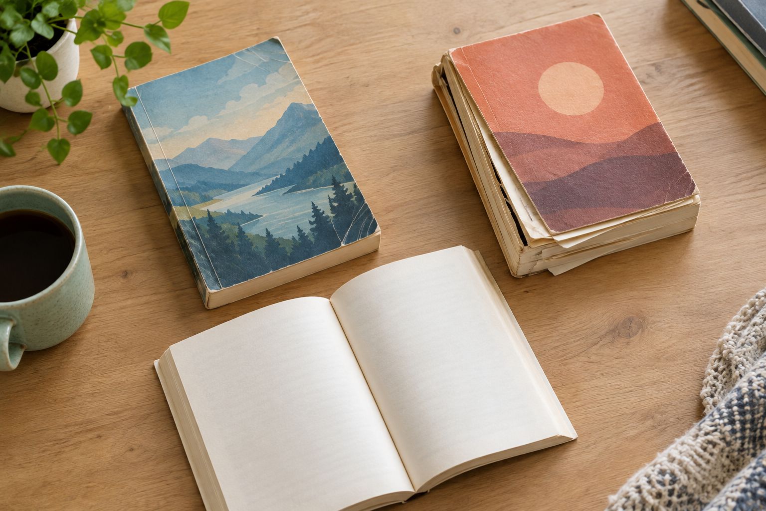 Used paperbacks showing clean pages, a creased cover, and loose pages at the binding