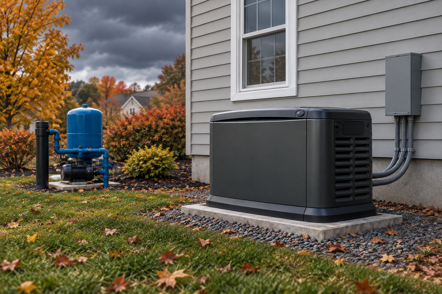 Whole-home standby generator installed outside a New Jersey house