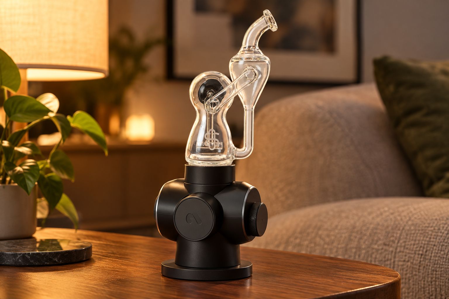 Stündenglass Modül Dok Glass Recycler II mounted on a base