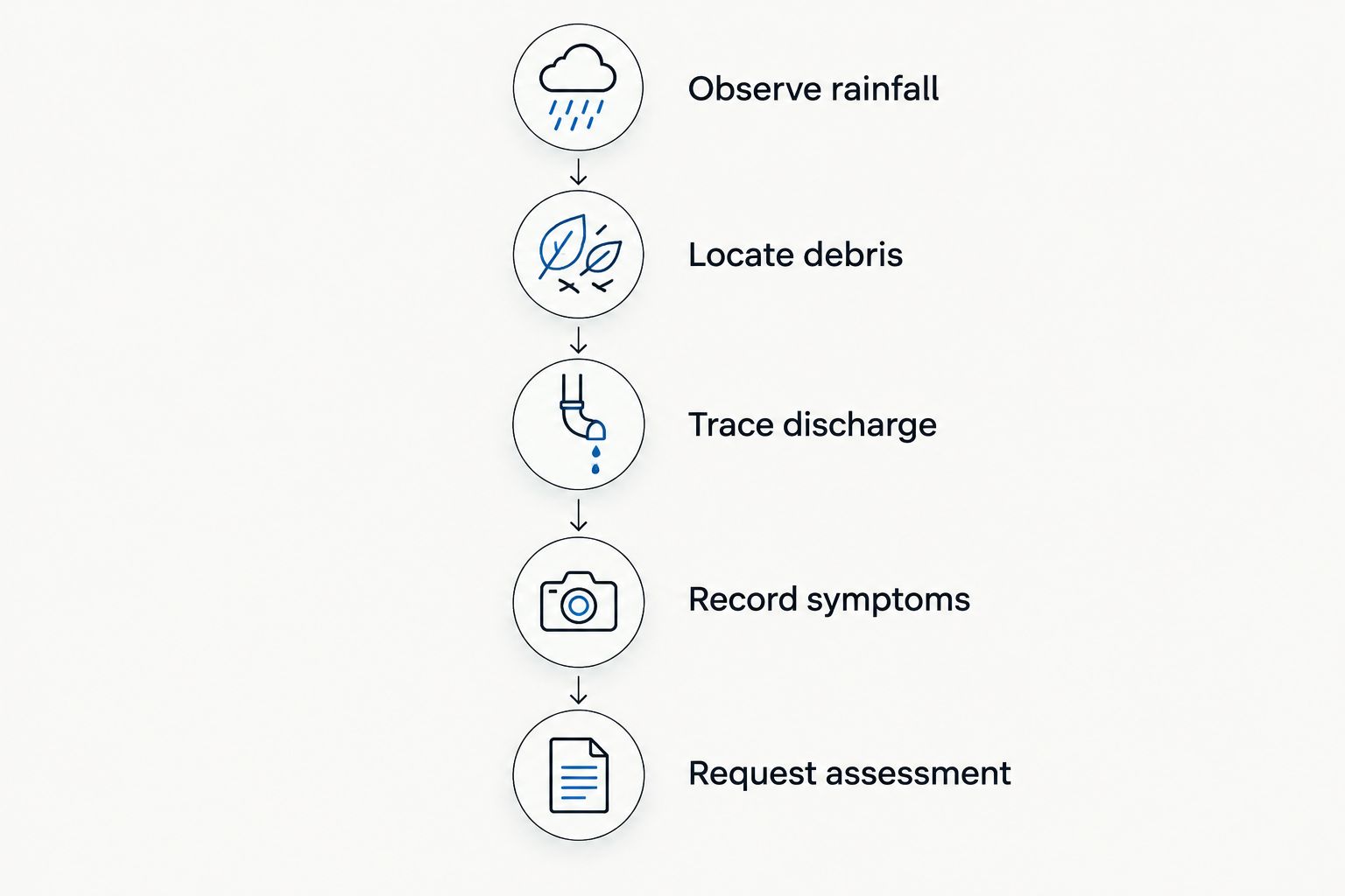 Ground-level gutter check from observing rainfall to requesting an assessment