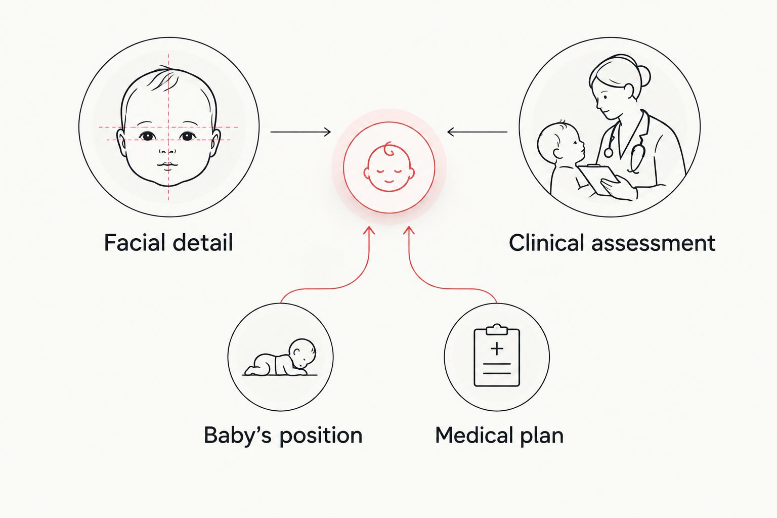 Diagram separating facial-image timing from clinical ultrasound timing