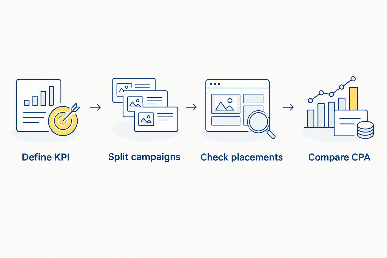 Four-step campaign comparison from defining the KPI to comparing CPA