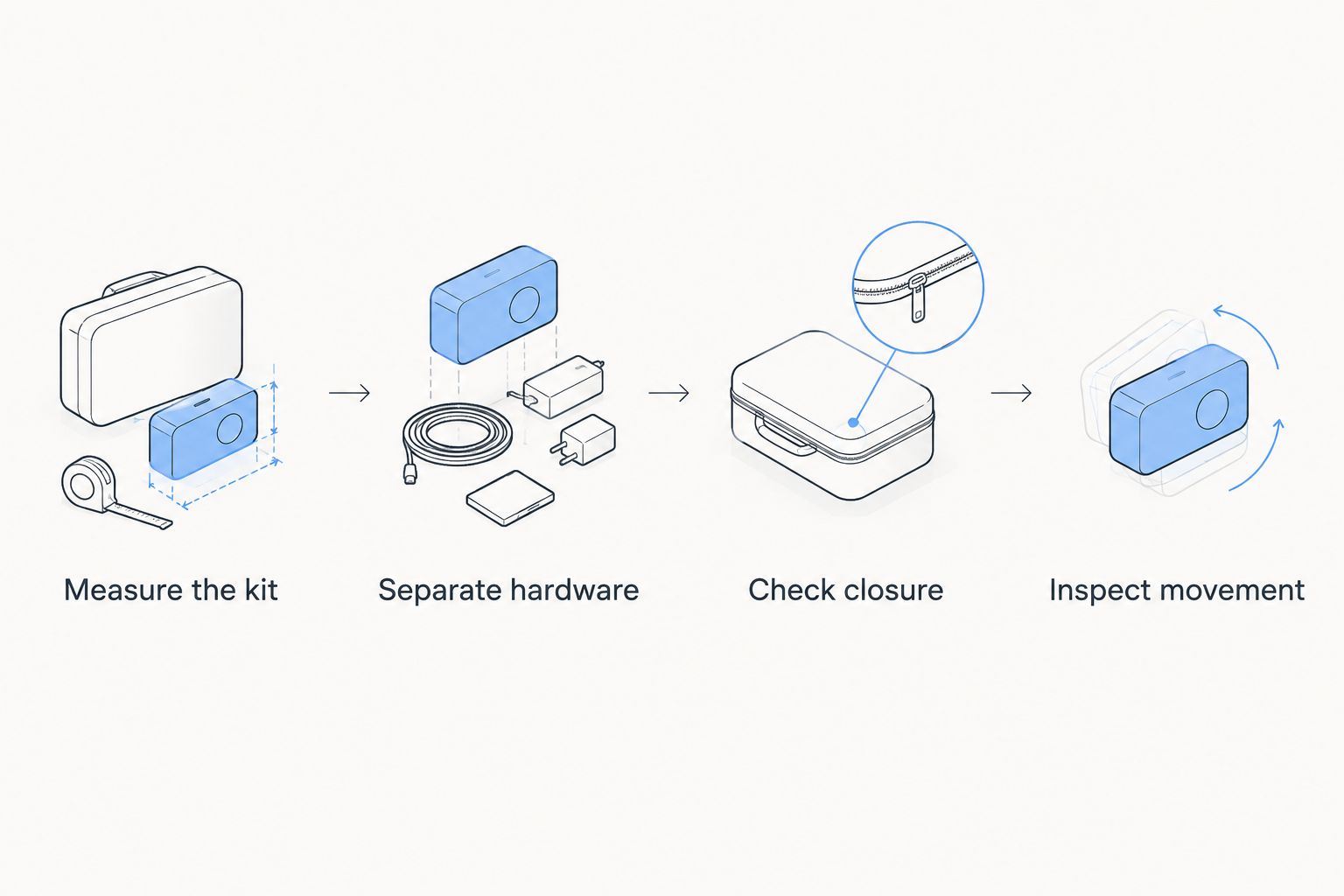 Four steps for checking chronograph case fit and equipment separation
