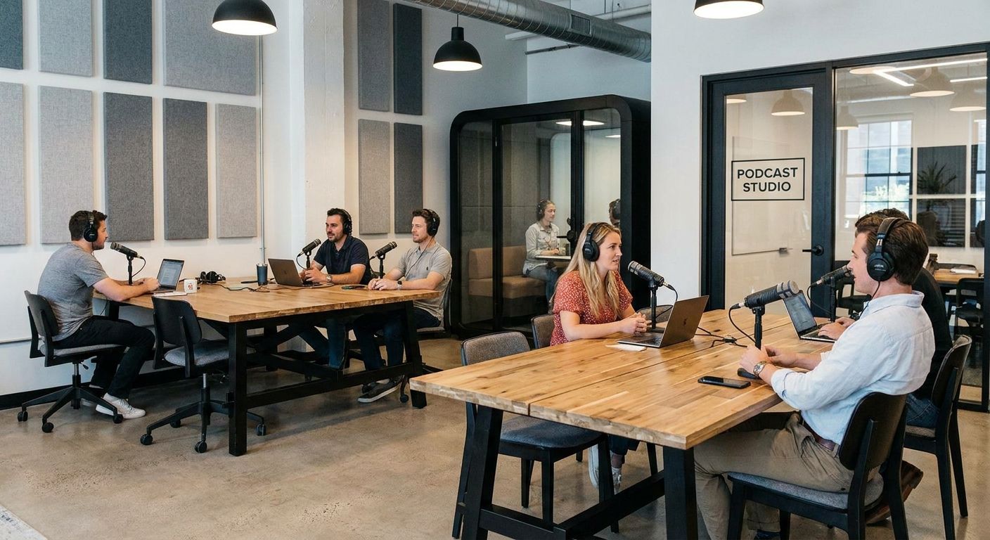 Coworking space for podcasters needing a professional base