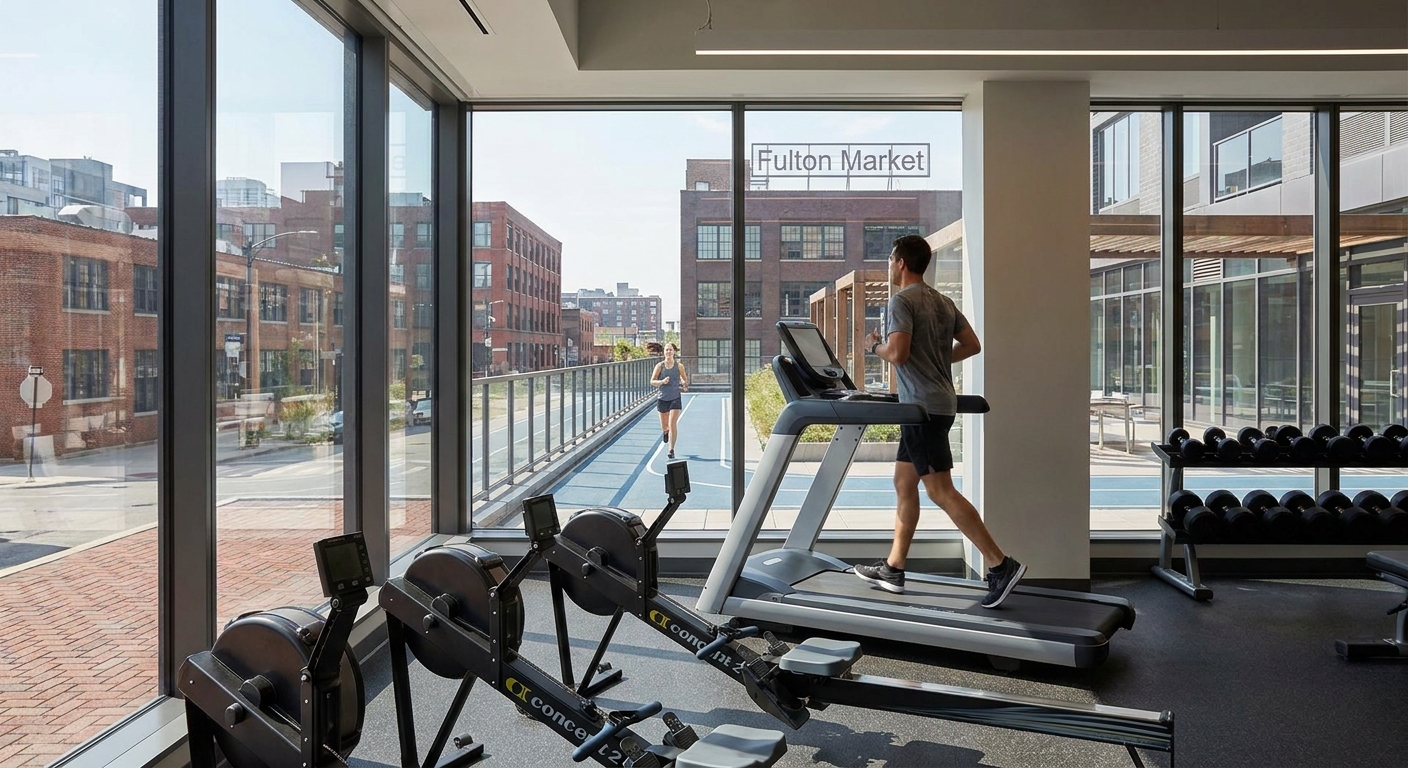 Fitness center apartments for runners in Fulton Market