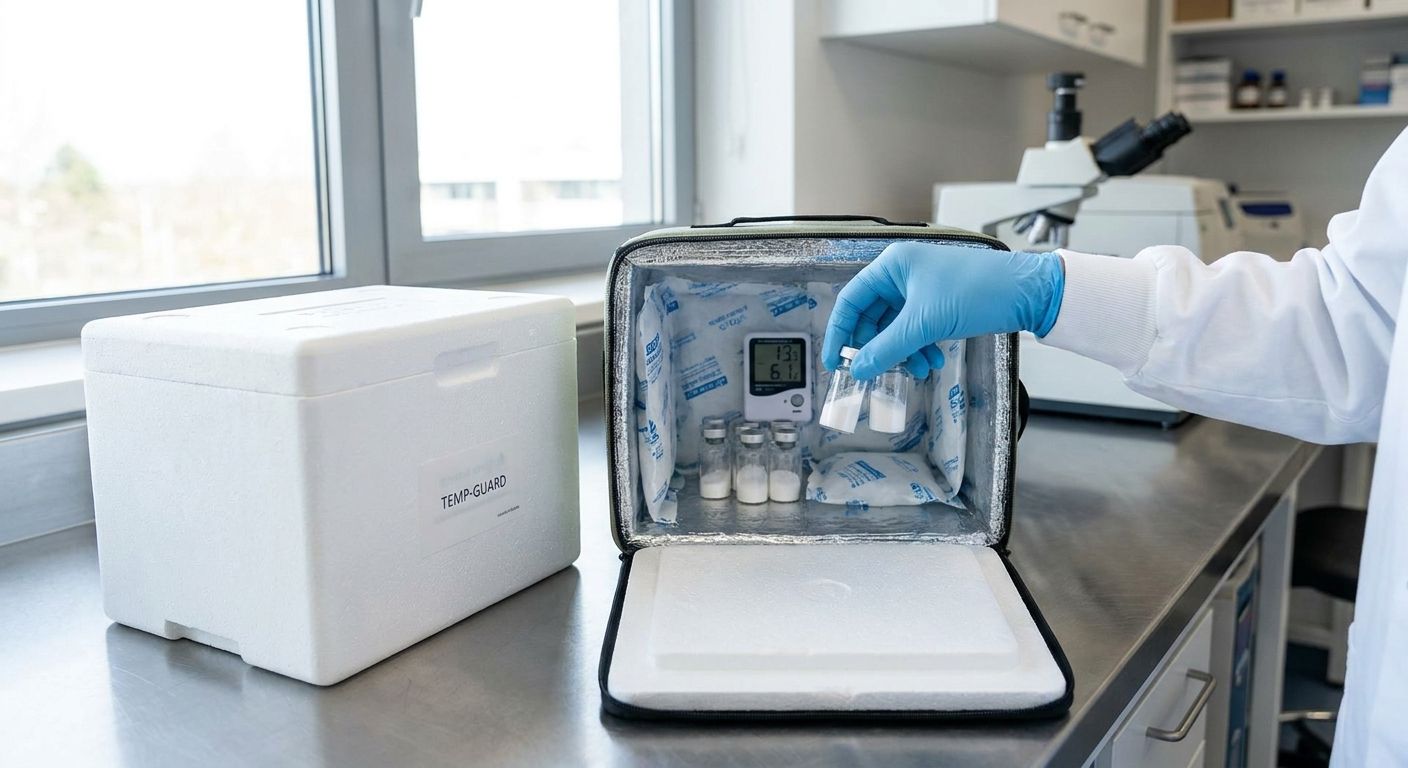 Cold chain shipping for lyophilized research peptides