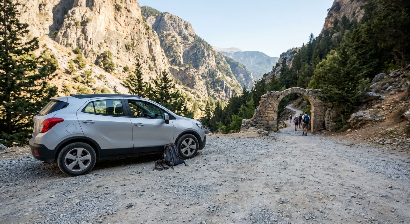 Can you drive a rental car to the Samaria Gorge trailhead?