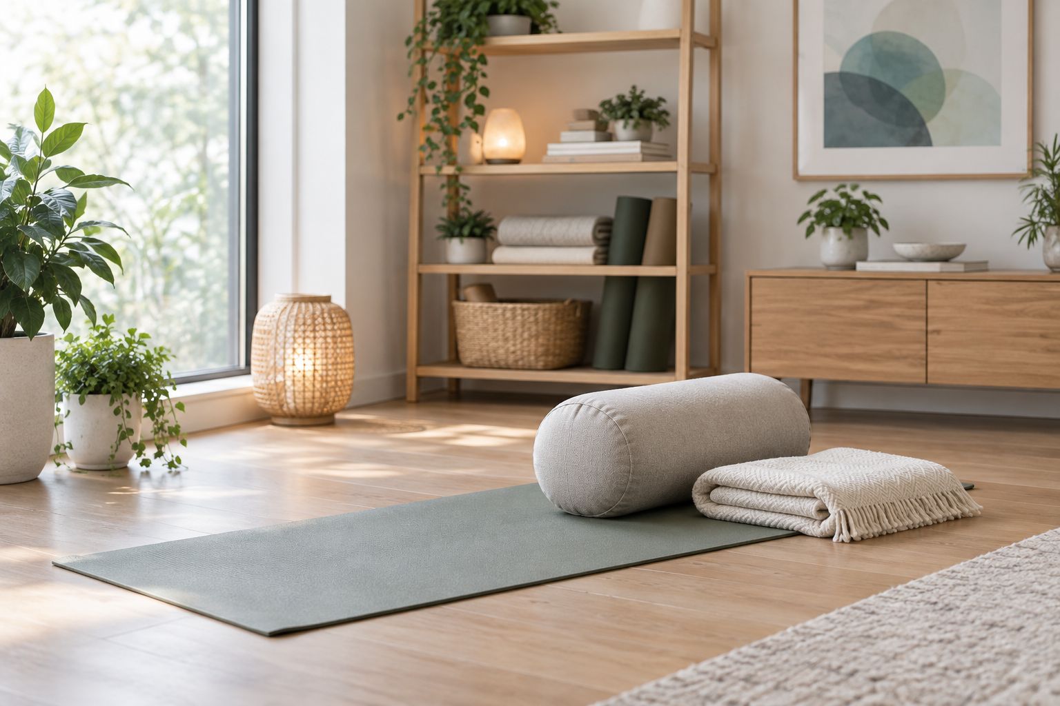 Therapy studio set up for a trauma-informed movement and yoga session